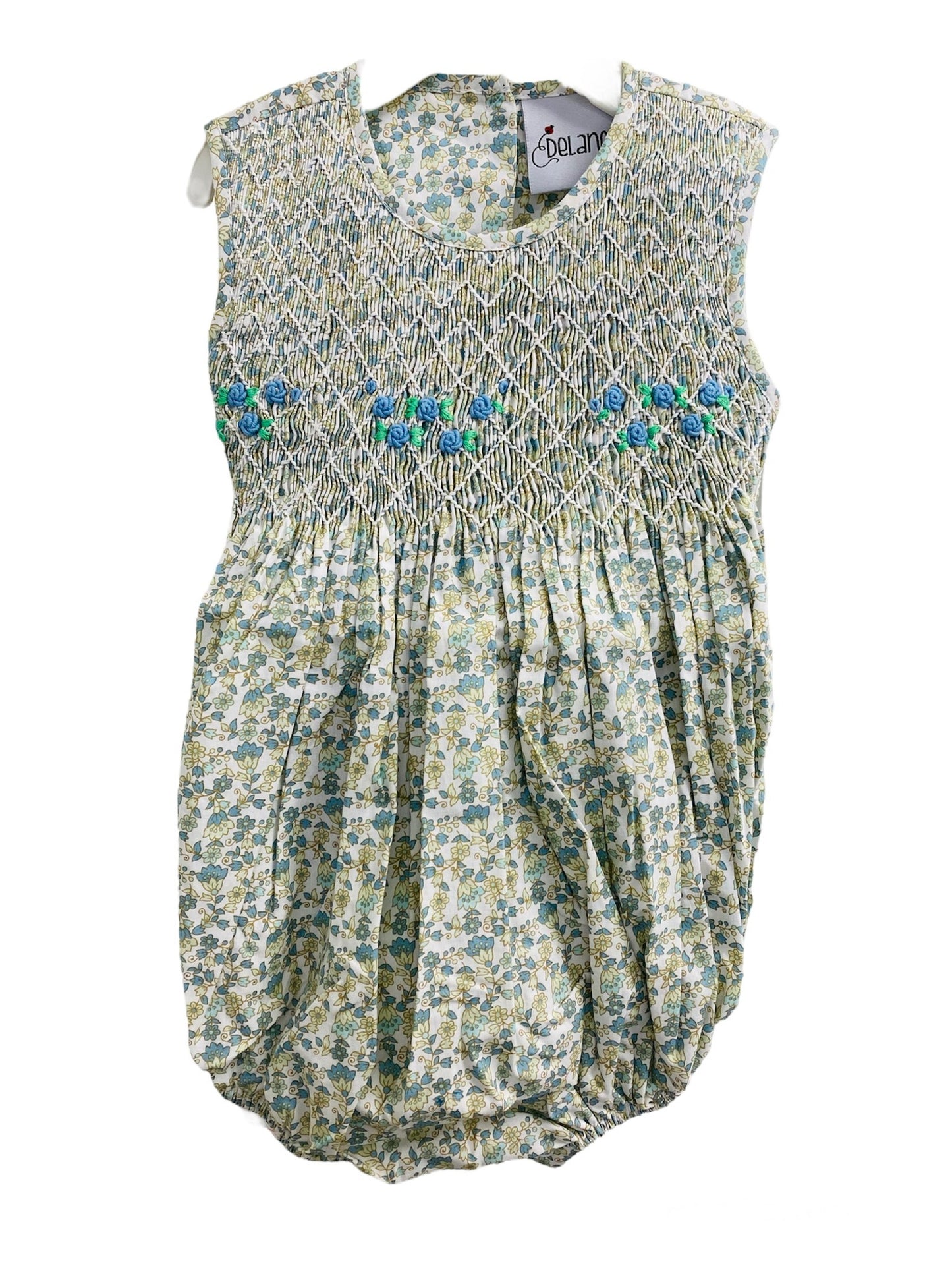 Blue Smocked Floral Bubble