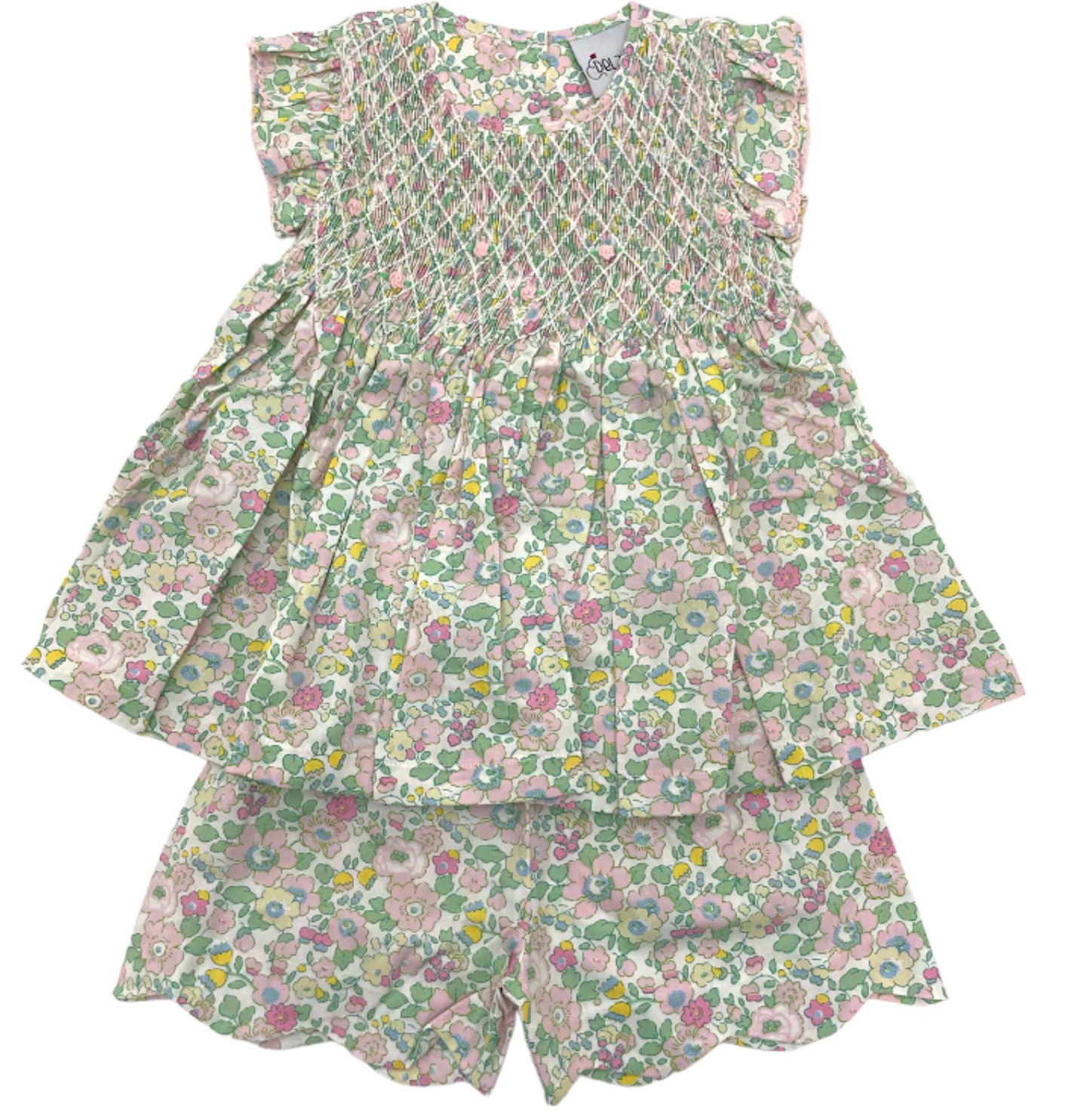 Pink Smocked Floral Short Set