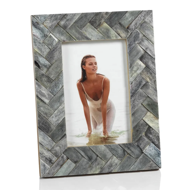 Gray Picture Frame in a Woven Pattern