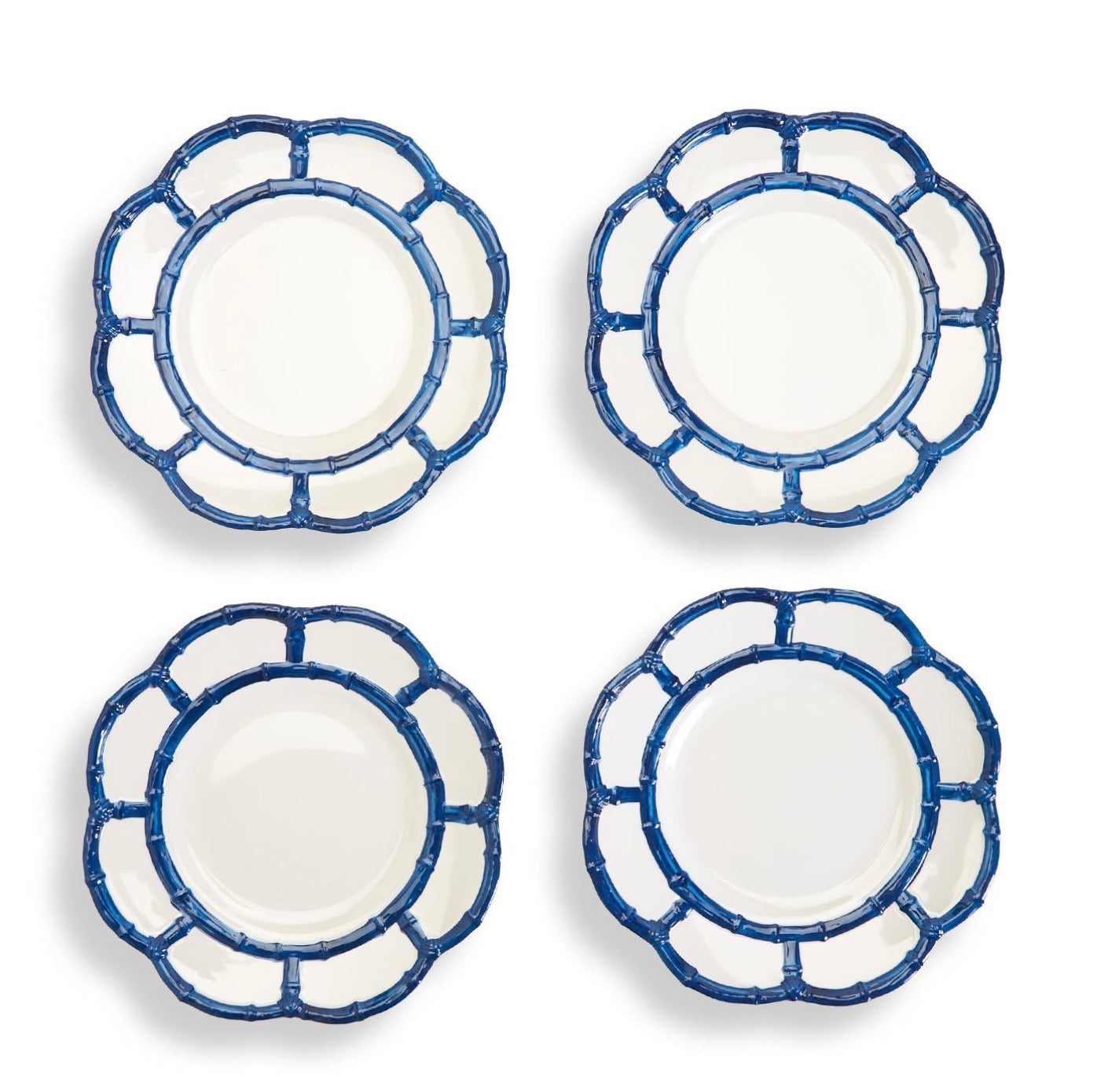 Blue Bamboo Melamine Plates - Set of 4
