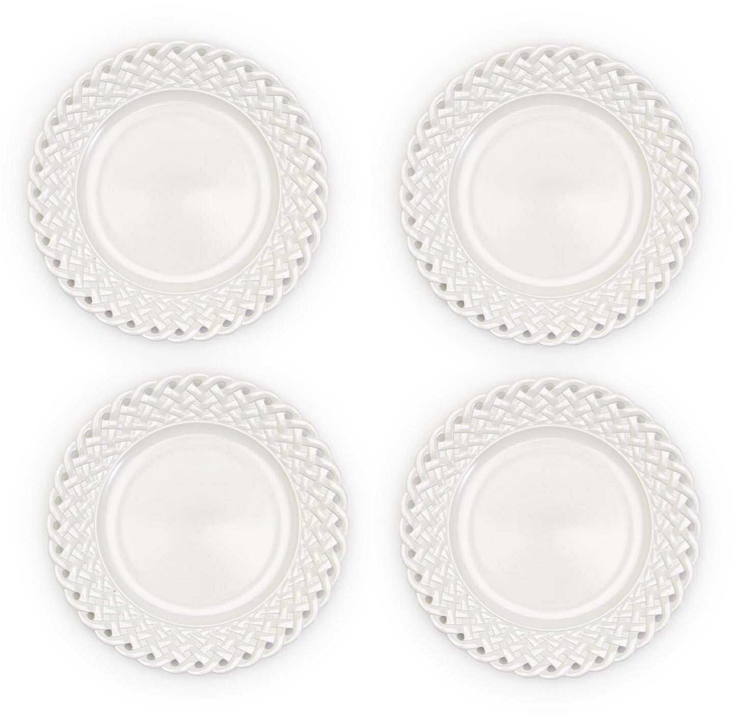 White Melamine Plates, Set of 4