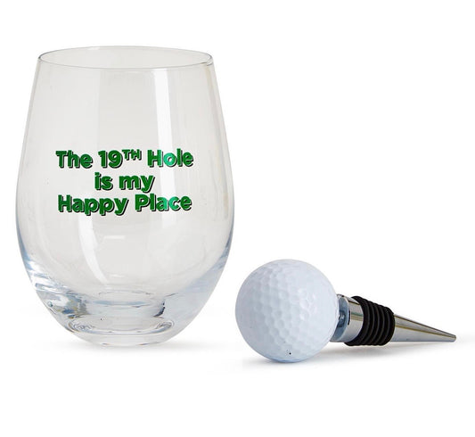 Golf Wine Glass with Stopper