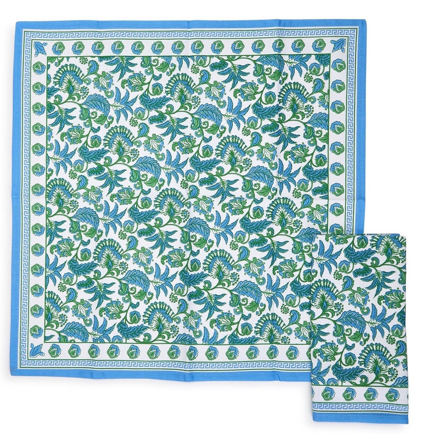 Cloth Napkins in Blue and Green Floral