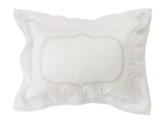 Pillow Cover with Blue Leaf Outline